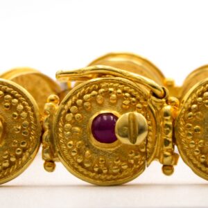 Filigree and Granulation Ruby Bracelet K18 Gold